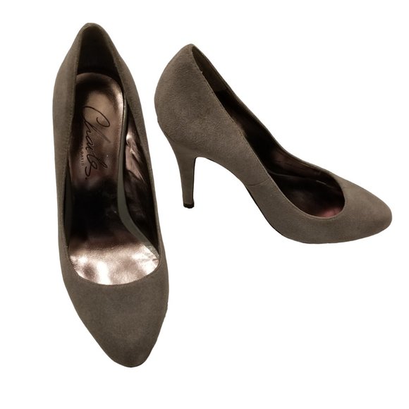 Gray Suede Almond Pointed Toe Stiletto Heels Pumps Charles by Charles David - Picture 2 of 10